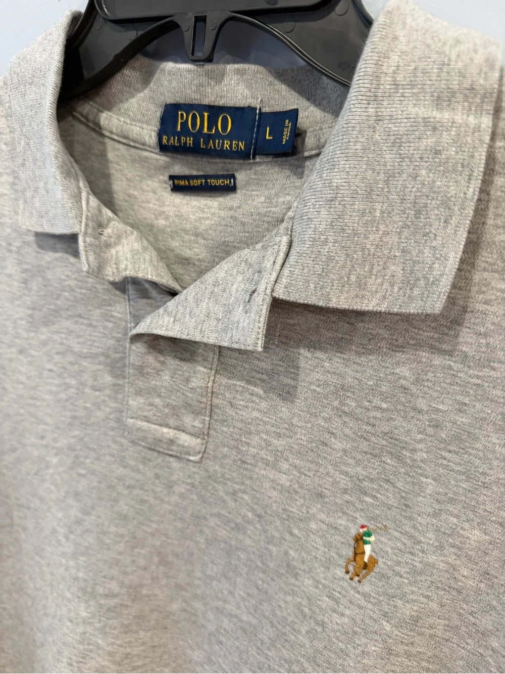 Polo Ralph Lauren Men's Size L Grey Heather Pima Soft Touch Polo